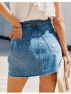 Women's Ripped Washed Multi-button Casual Denim Skirt