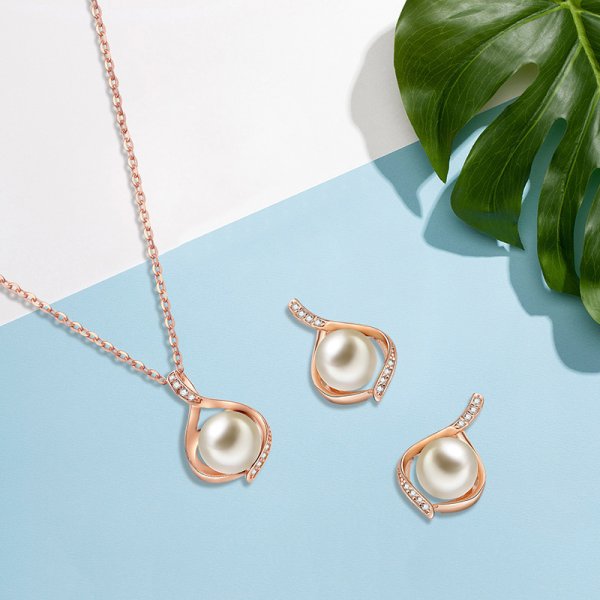 Creative Two-piece Alloy Pearl Jewelry Set Simple And