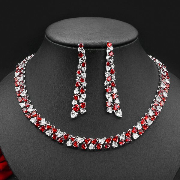 Fashion Zircon Clavicle Chain Earrings Set