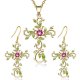 Fashion Alloy Cross Earrings Necklace Pendant Set